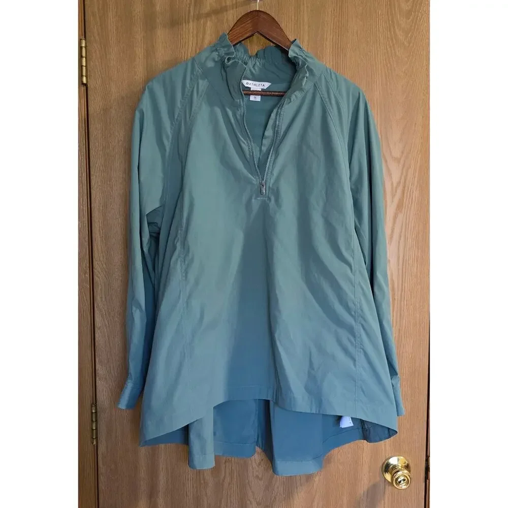 Athleta Advantage Poplin Top Quarter Zip Pullover Jacket